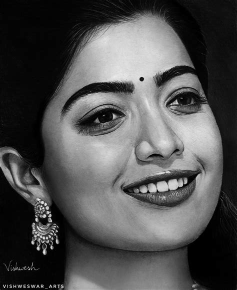 rashmika drawing|rashmika mandanna portrait.